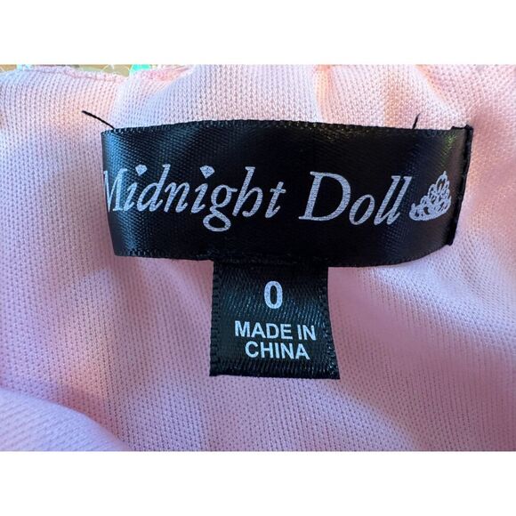 Midnight Doll One Shoulder Pink Sequin Gown with Front Slit Size 0 - Picture 7 of 7